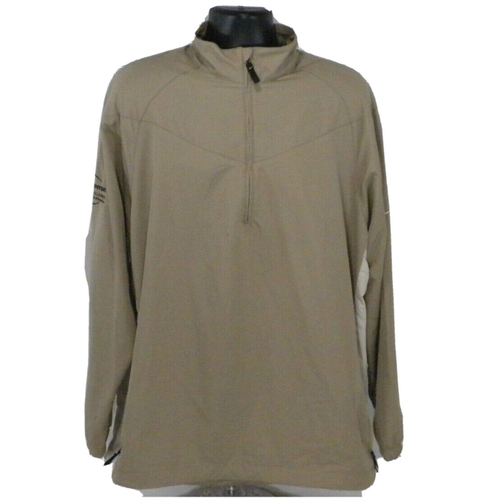 Nike Golf‎ Jacket Mens XL Tan Windbreaker Chevron Tournament Performance 1/4 Zip